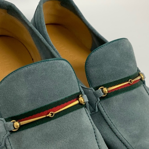Gucci Horsebit Web Suede Loafers Shoes Slip Ons Sz 11 US Sz 11.5 - Picture 10 of 15